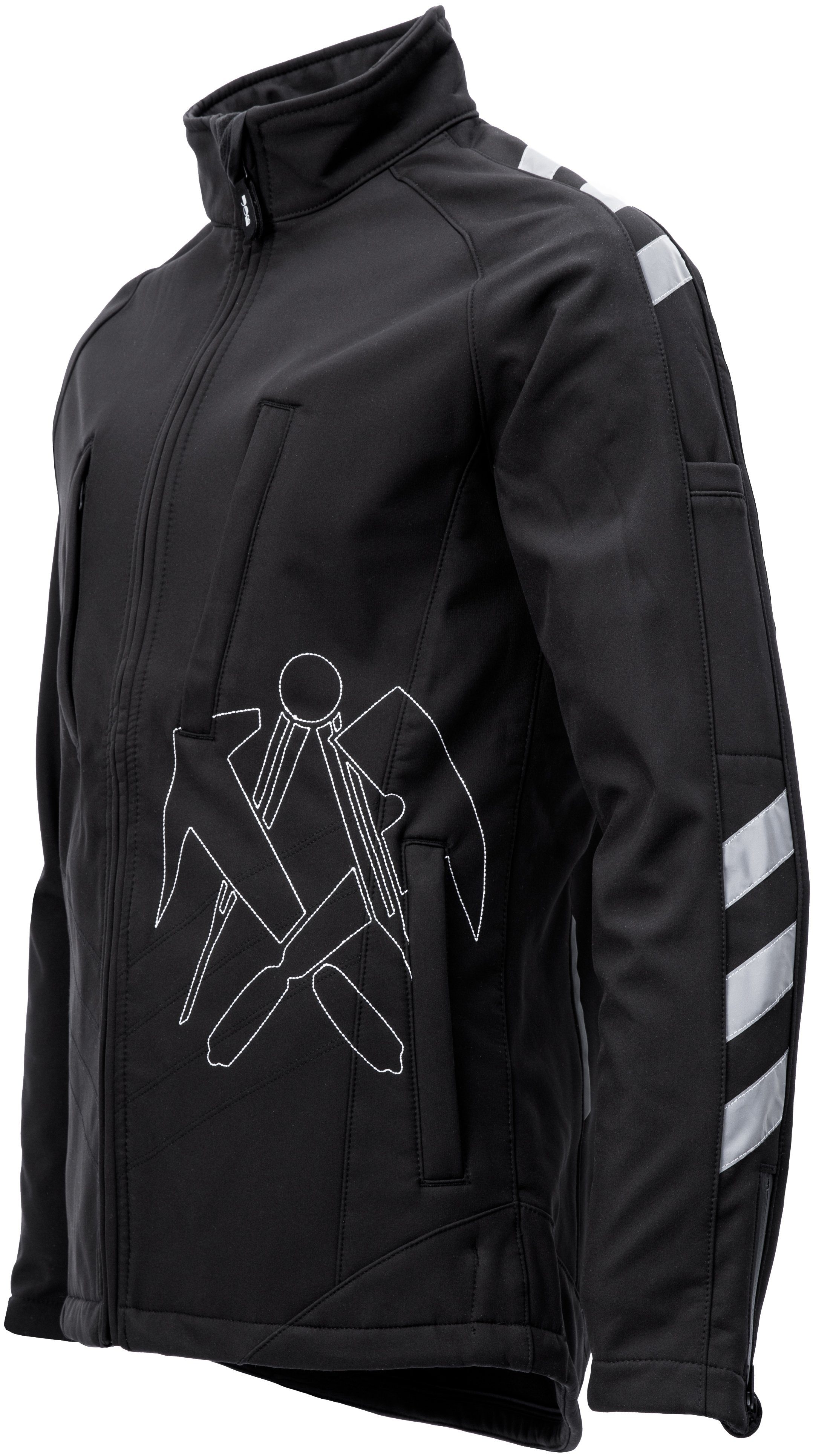JOB Arbeitsjacke Dachdecker-Sommer-Soft Shell Jacke schwarz winddicht, wasserabweisend, Stretch