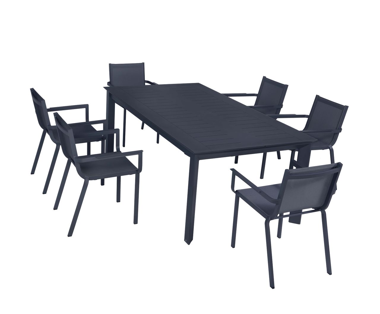Happy Home ausziehbare Esstisch-Set Diningset 9 tlg. aus Aluminium dunkelgrau