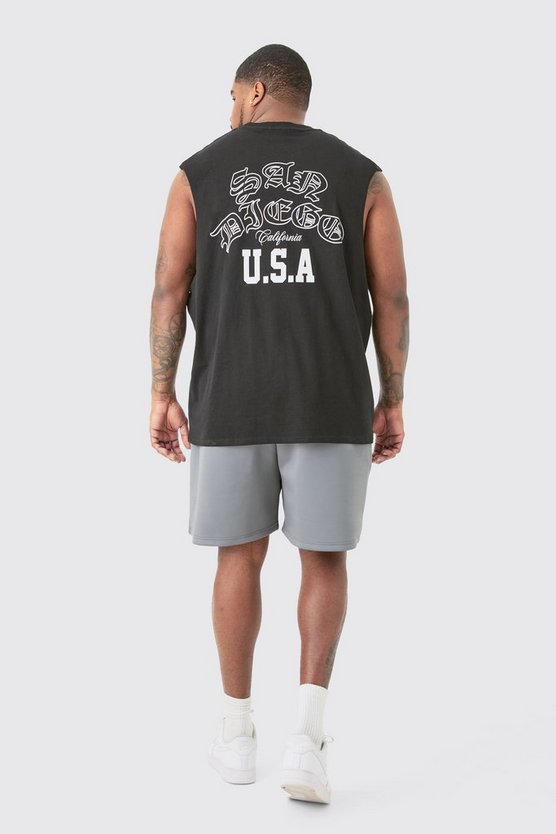 Plus schwarzes Tanktop mit San Diego Print