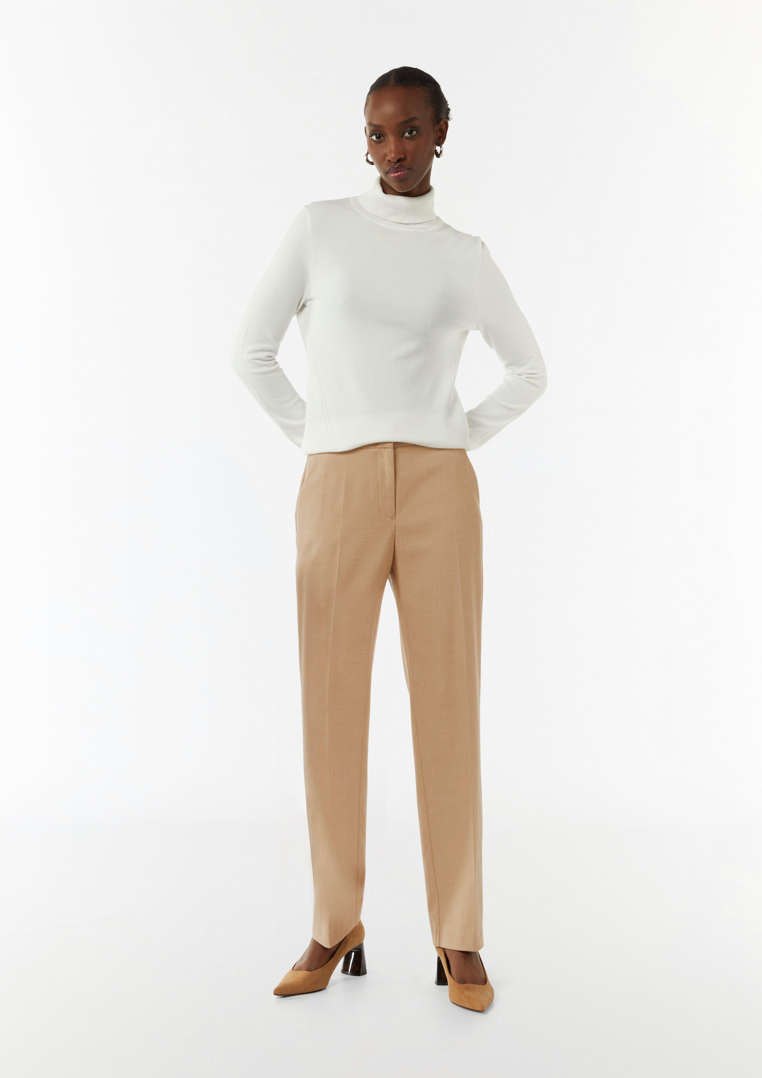 Business-Hose mit Straight Leg und Twillstruktur - sandfarben