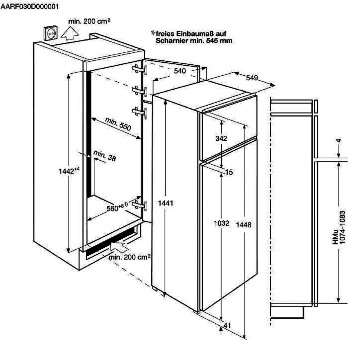 AEG Einbaukühlgefrierkombination SDE614F1AS, 144,1 cm hoch, 54 cm breit
