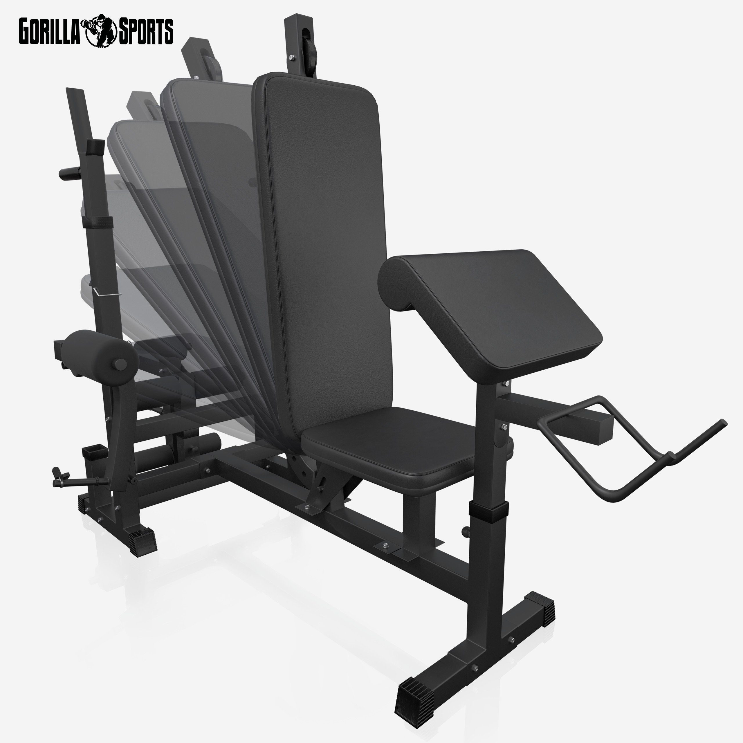 GORILLA SPORTS Kraftstation inkl. Hantelset 100kg, Latzug, Weiß/Schwarz - Multifunktion Hantelbank