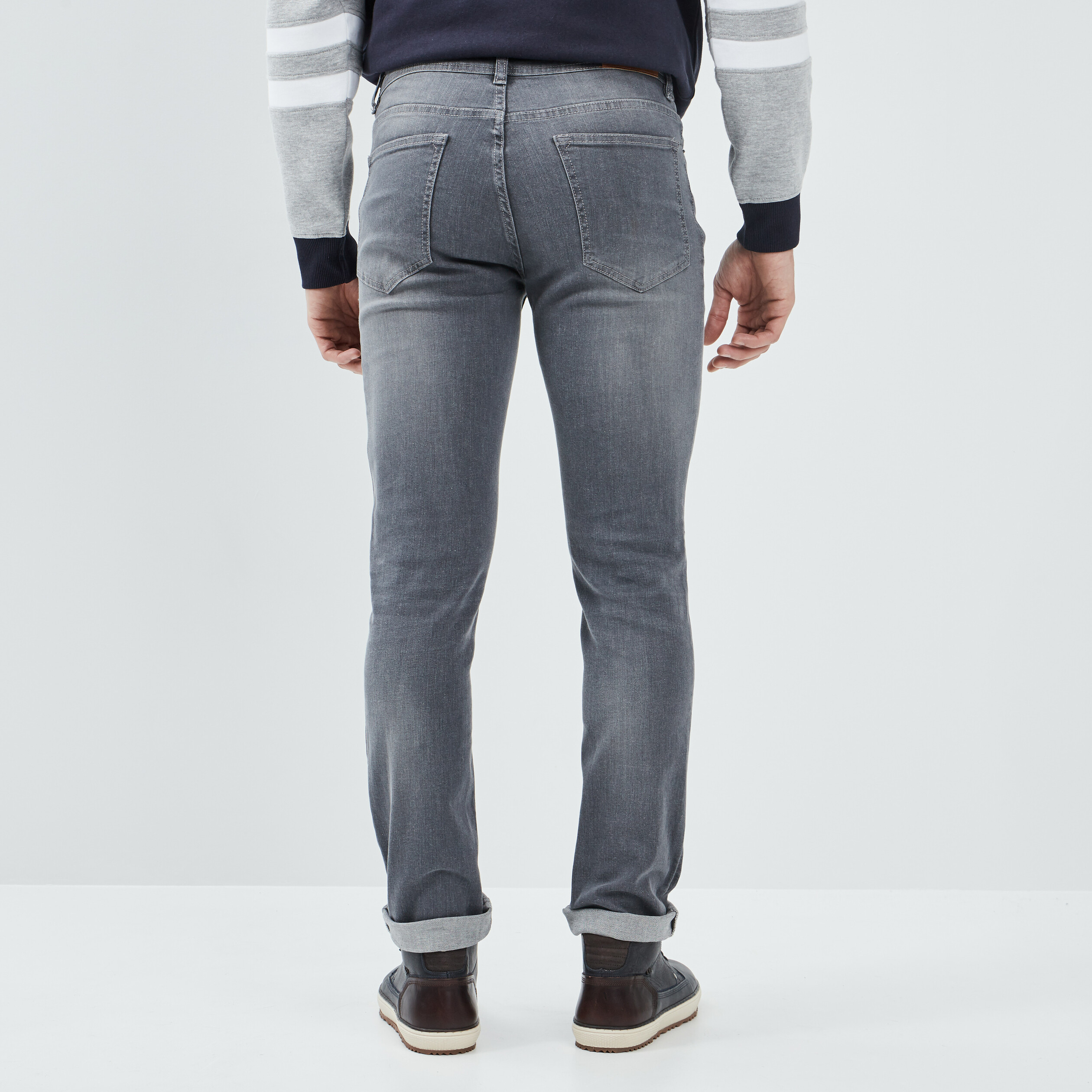 Jeans slim taille standard denim gris homme | La Halle