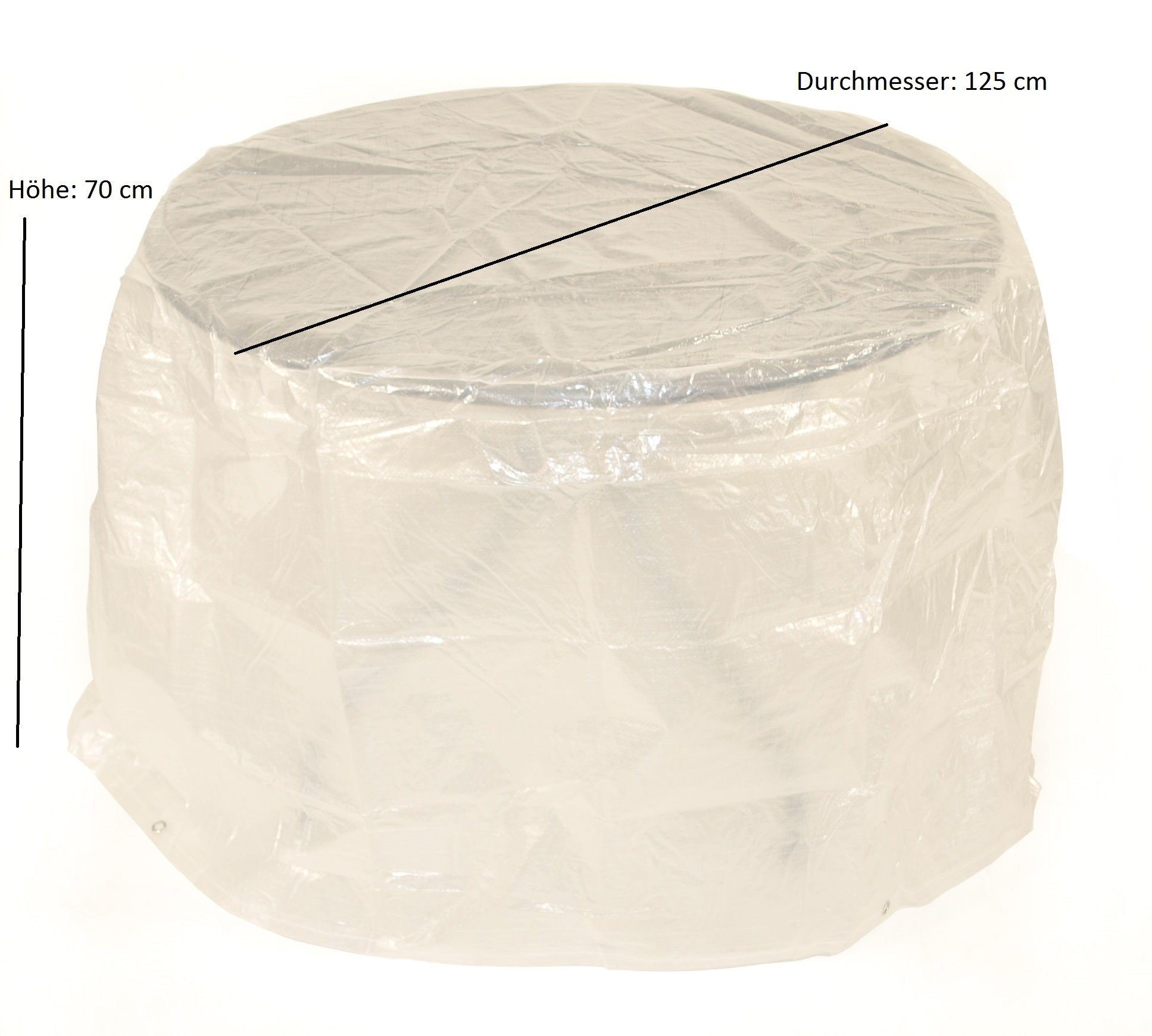 DEGAMO Gartenmöbel-Schutzhülle (1-St), für Gartentisch 125x70cm rund, PE transparent, reißfest und formstabil