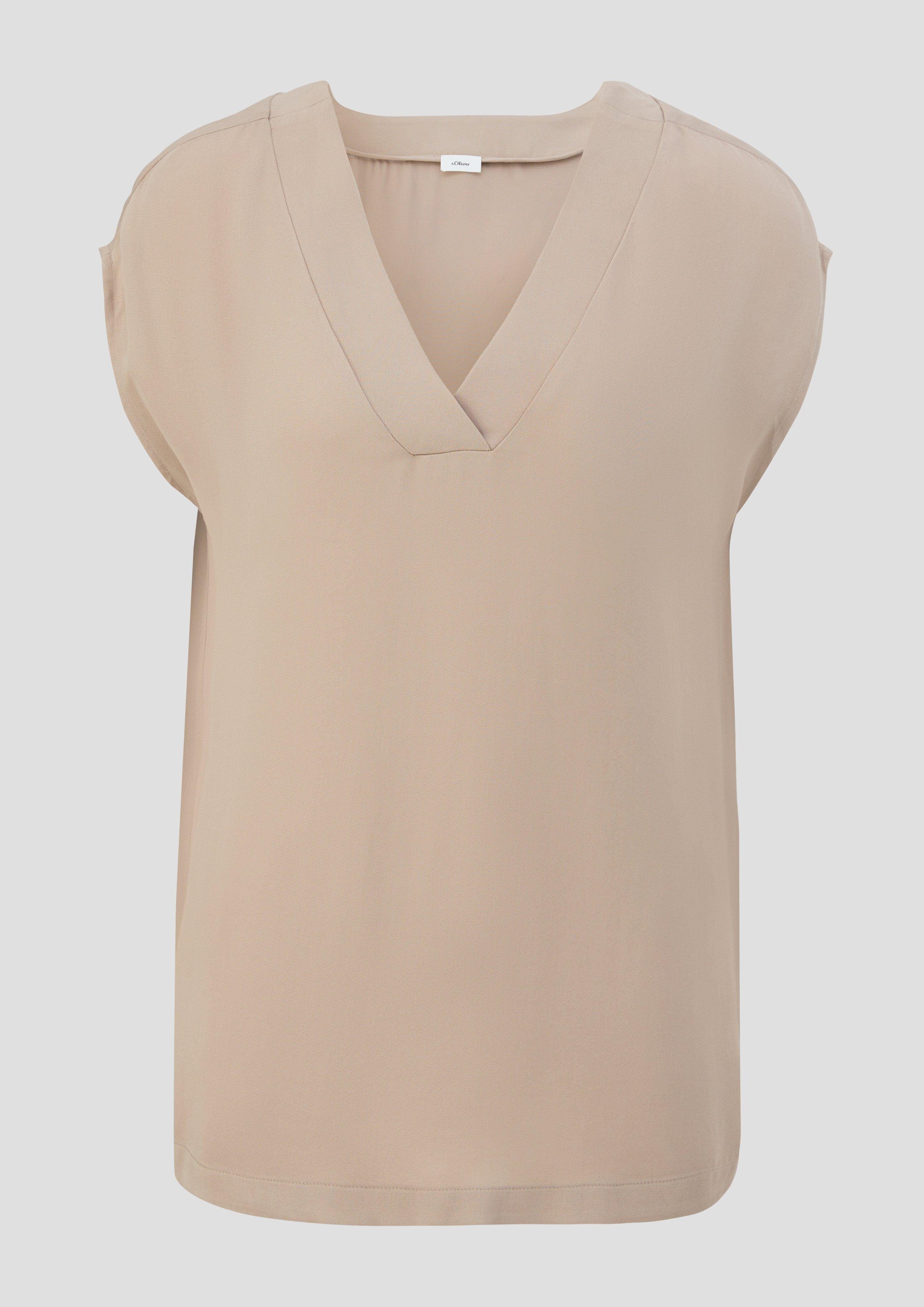 s.Oliver BLACK LABEL Kurzarmbluse Bluse mit Kappärmeln