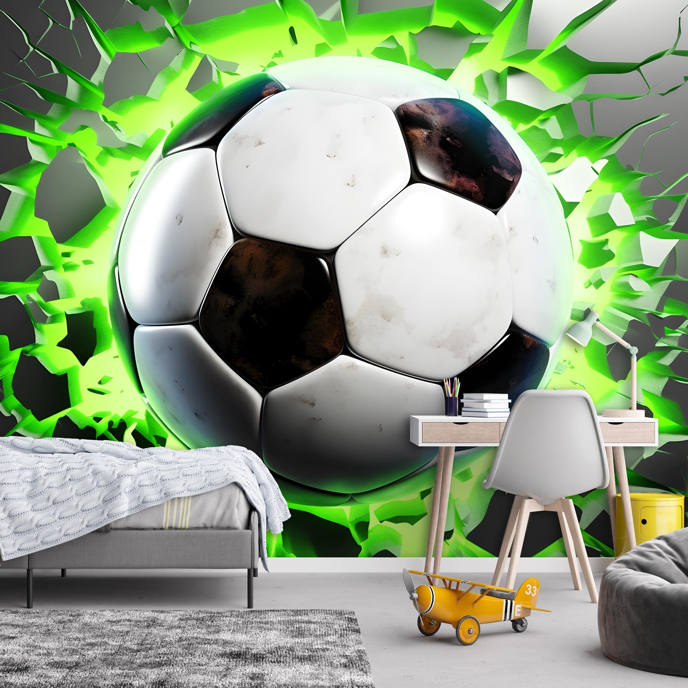 Wallarena Fototapete Kinderzimmer Jungen Fußball 3D Effekt Vlies Tapete Vliestapete, Glatt Vlies Struktur Vinyl, Kinder, Jugend, Tapete inklusive Kleister Vliestapete Motivtapete