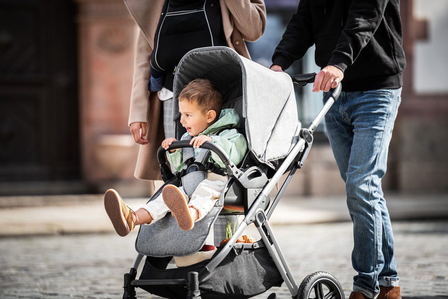 Hauck Kombi-Kinderwagen Vision X, black/beige, (3-tlg), mit Babywanne und Sportwagenaufsatz