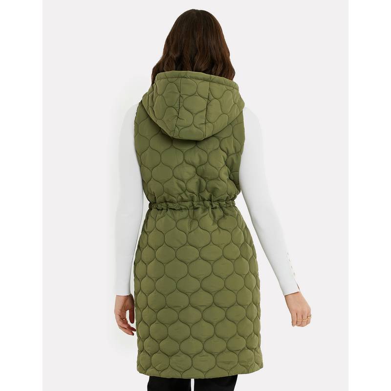 Threadbare THB Crush Quilted Long Line Gillet Longweste Damen
