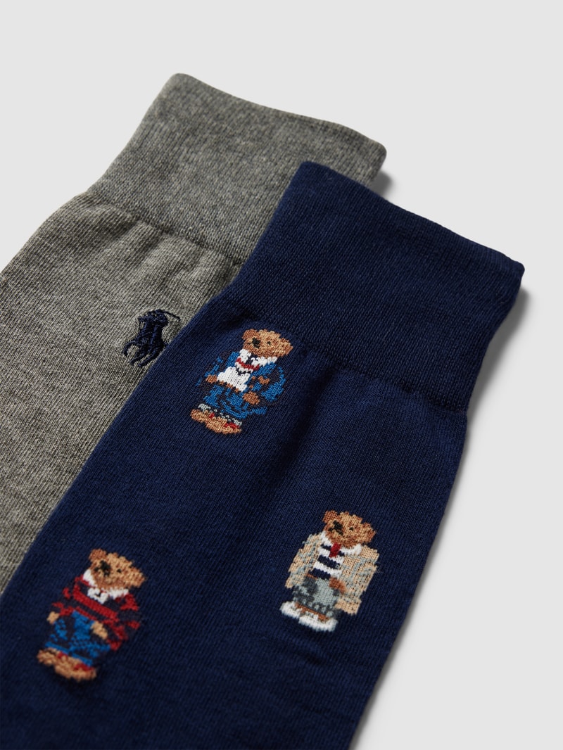 Socken mit Label-Print im 2er-Pack in dunkelblau