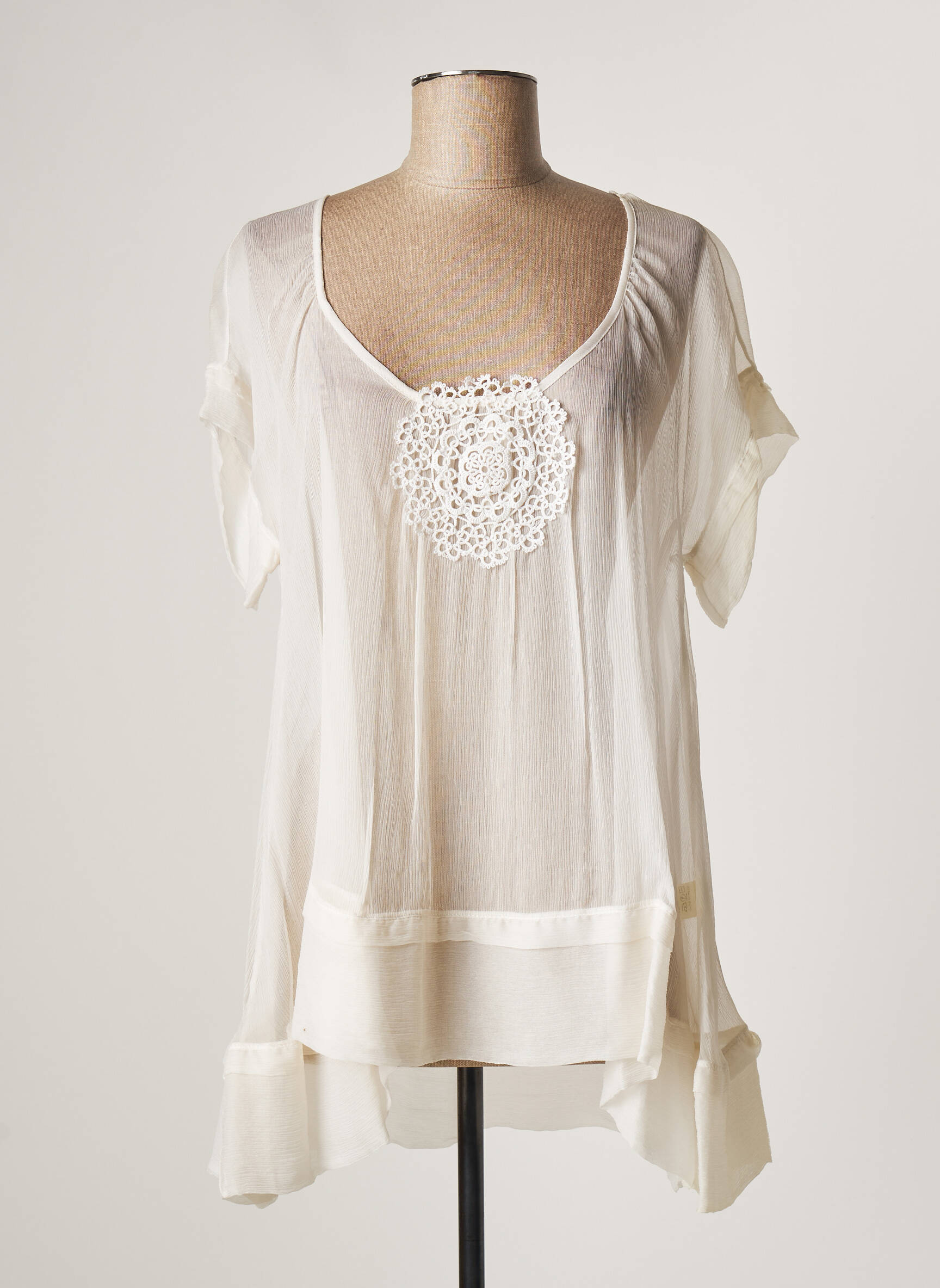 Lauren Vidal Tuniquemanchecourte Femme couleur blanc