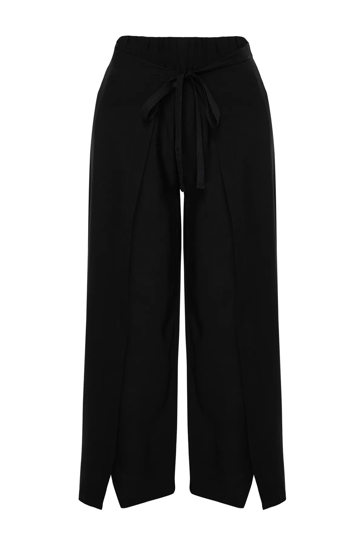 Trendyol Curve  Schwarze Strandhose aus gewebtem Textil mit Wickelverschluss