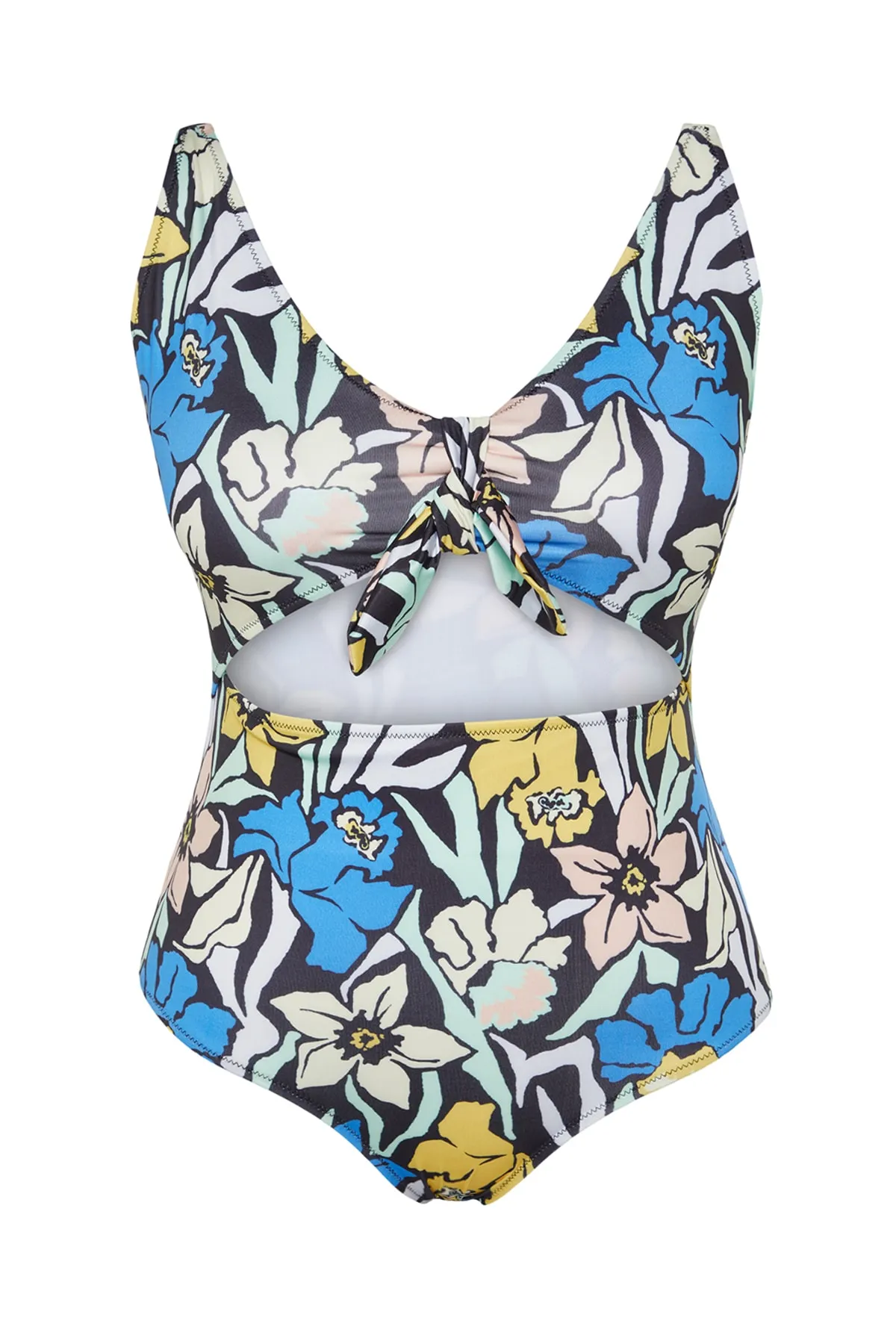 Trendyol Curve  Badeanzug mit Blumenmuster und mehrfarbigem Bindedetail