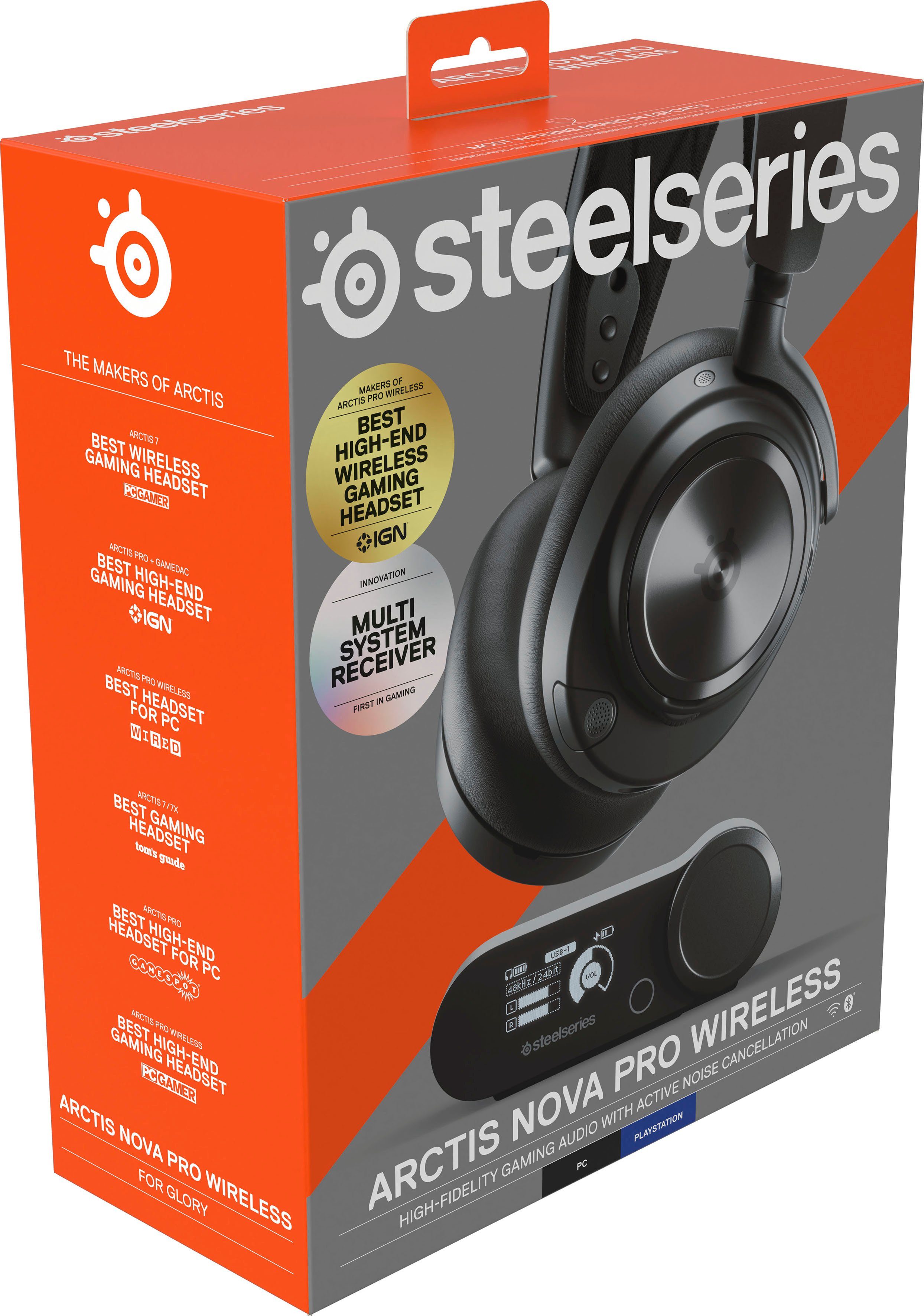 SteelSeries Arctis Nova Pro Wireless Gaming-Headset (Mikrofon abnehmbar, Noise-Cancelling, Bluetooth, Wireless)