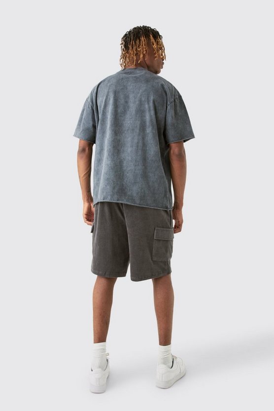 Tall Velour Cargo-Shorts mit elastischem Bund