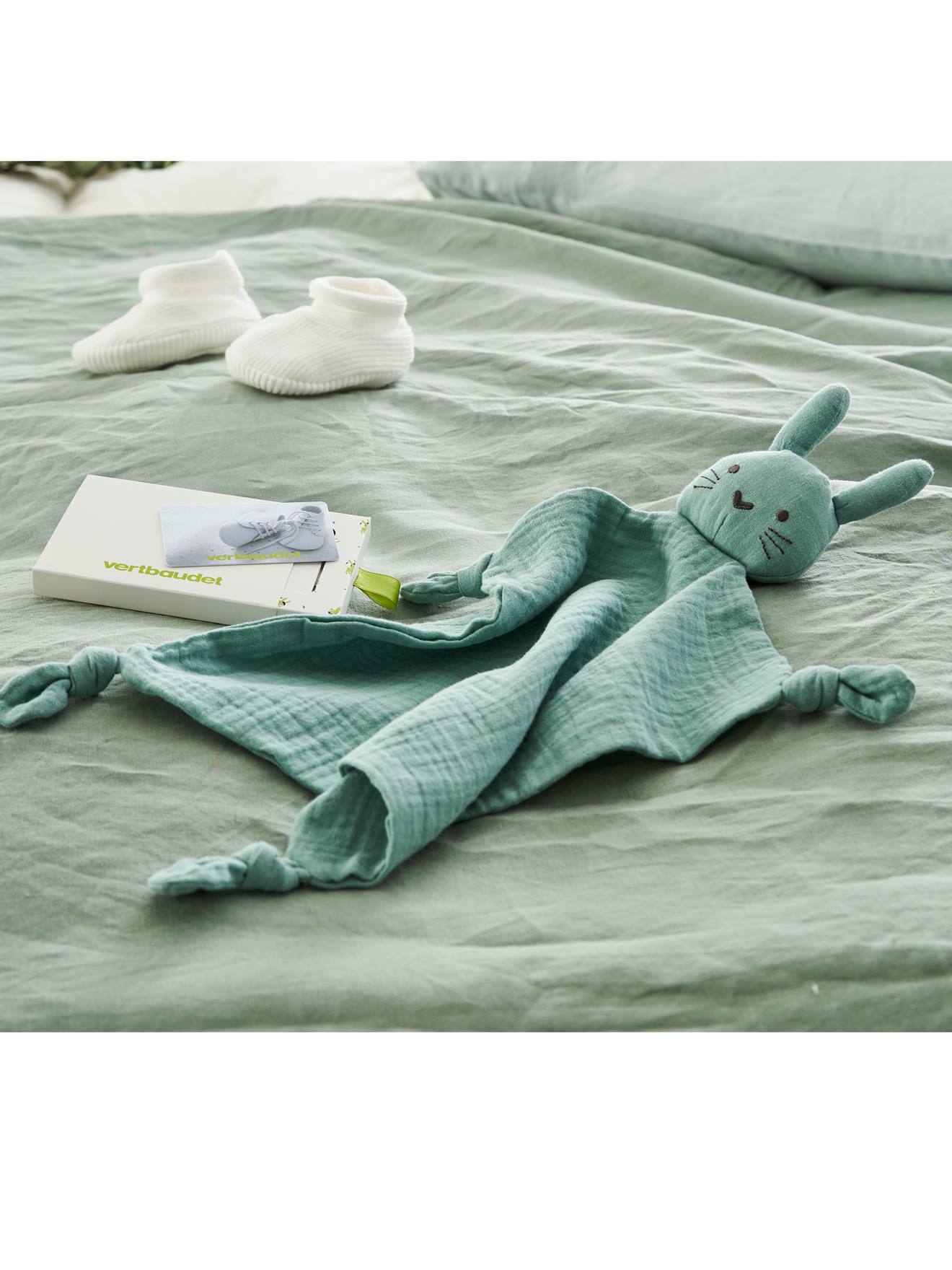 Vertbaudet Baby Geschenk-Set: Schmusetuch & Greifling im Geschenkbeutel - rosa