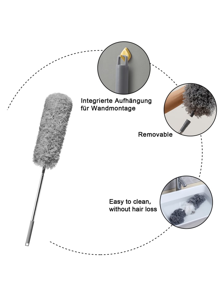 Intirilife Mikrofaser Staubwedel mit Teleskopgriff in Grau günstig kaufen onesize