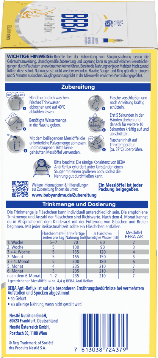 Spezialnahrung Anti-Reflux von Geburt an, 0,6 kg
