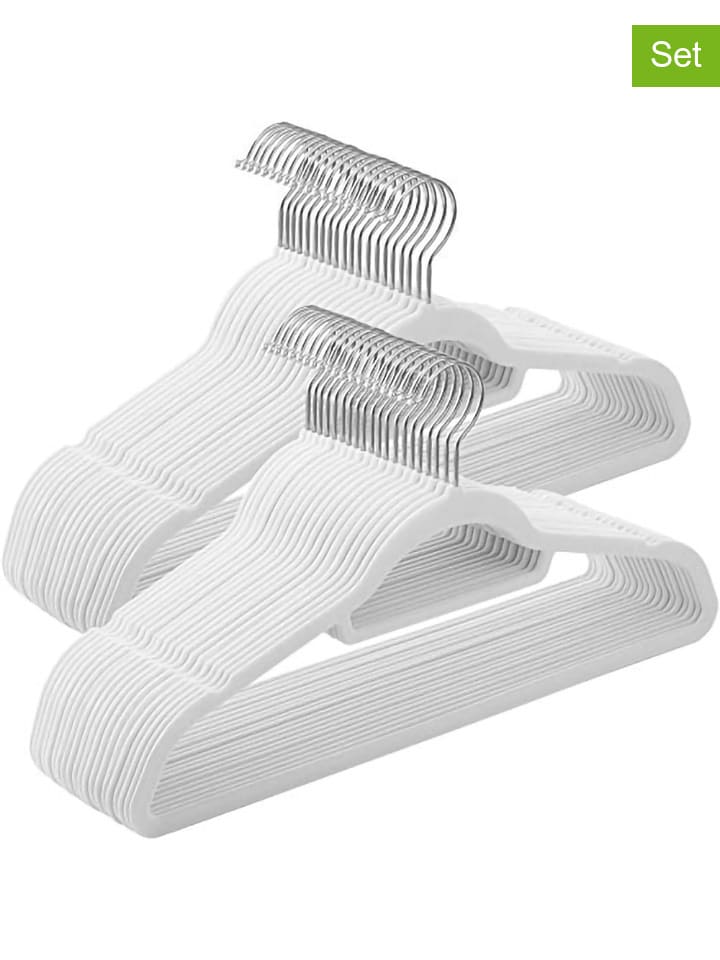 Songmics 50er-Set: Kleiderbügel in Weiß/ Silber - (B)43,5 x (H)22,5 cm günstig kaufen onesize