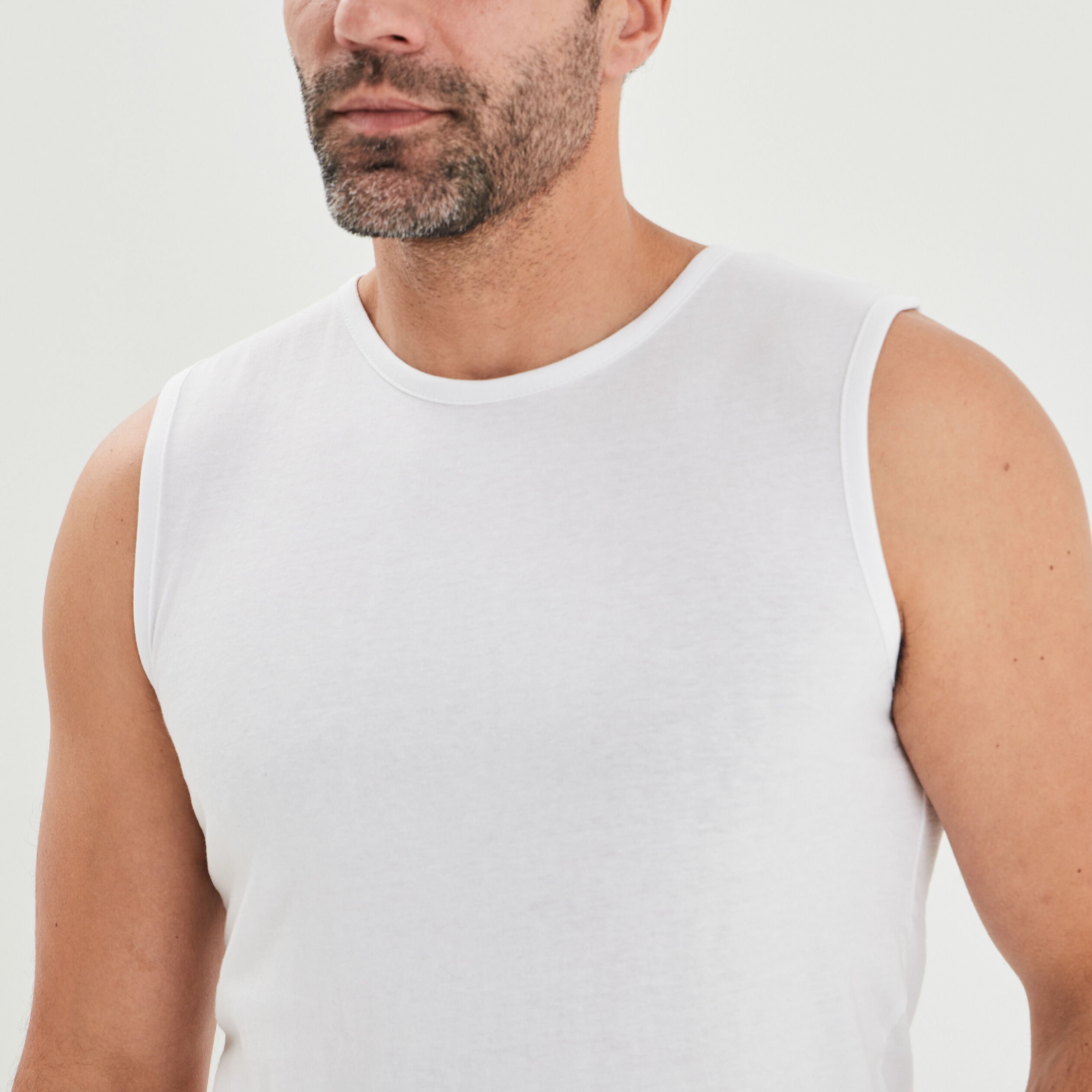 Débardeur droit bretelles larges coton blanc homme | La Halle