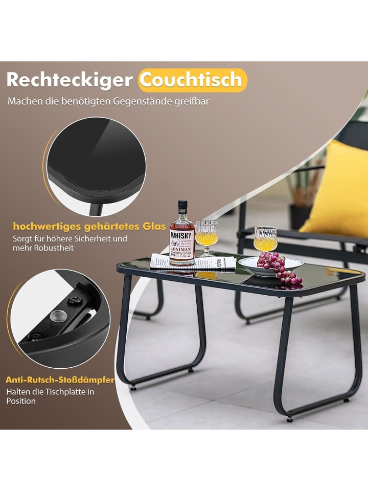 COSTWAY 4 tlg. Gartenmöbel Set in Schwarz günstig kaufen onesize
