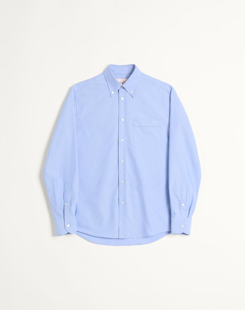 Katoenen shirt met V-logo borduurwerk