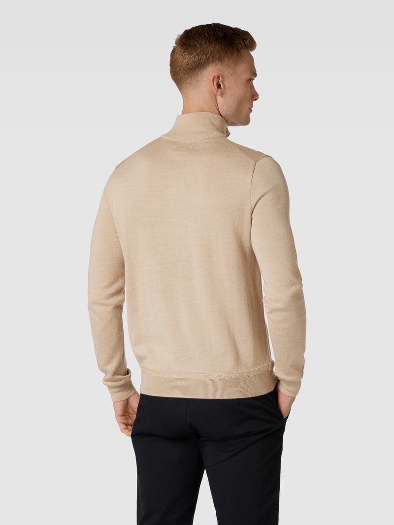 Strickpullover mit Logo-Stitching in beige