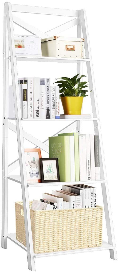 COSTWAY Leiterregal Bücherregal, 1-tlg., 4 Ebenen, aus Holz, 50x45x145cm