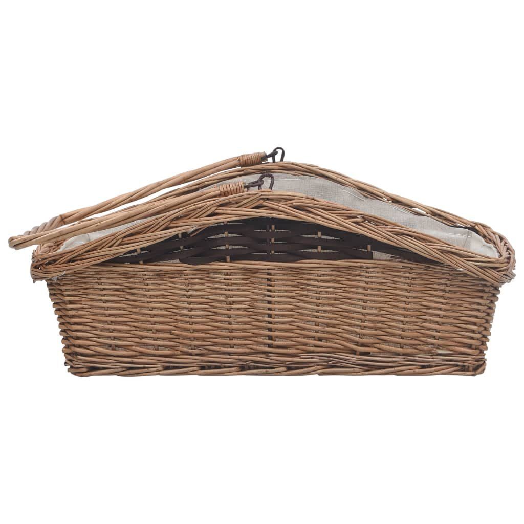 vidaXL Kaminholzregal Holzkorb mit Tragegriff 61,5 46,5 58 cm Braun Weide, BxTxH:61x46x58 cm