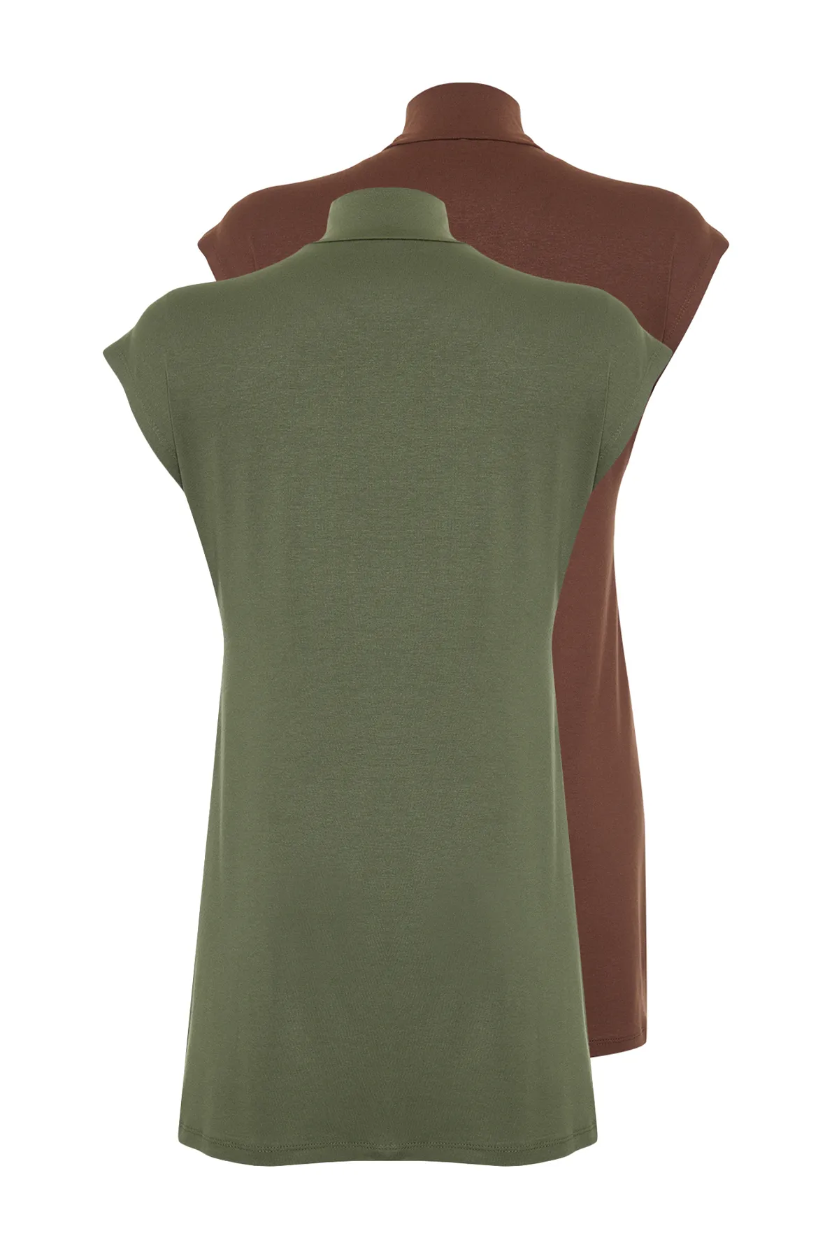 Trendyol Modest  Braun-Khaki 2er-Pack ärmellose Unterwäsche-Liner-Tunika mit Stehkragen TCTSS21UK0033