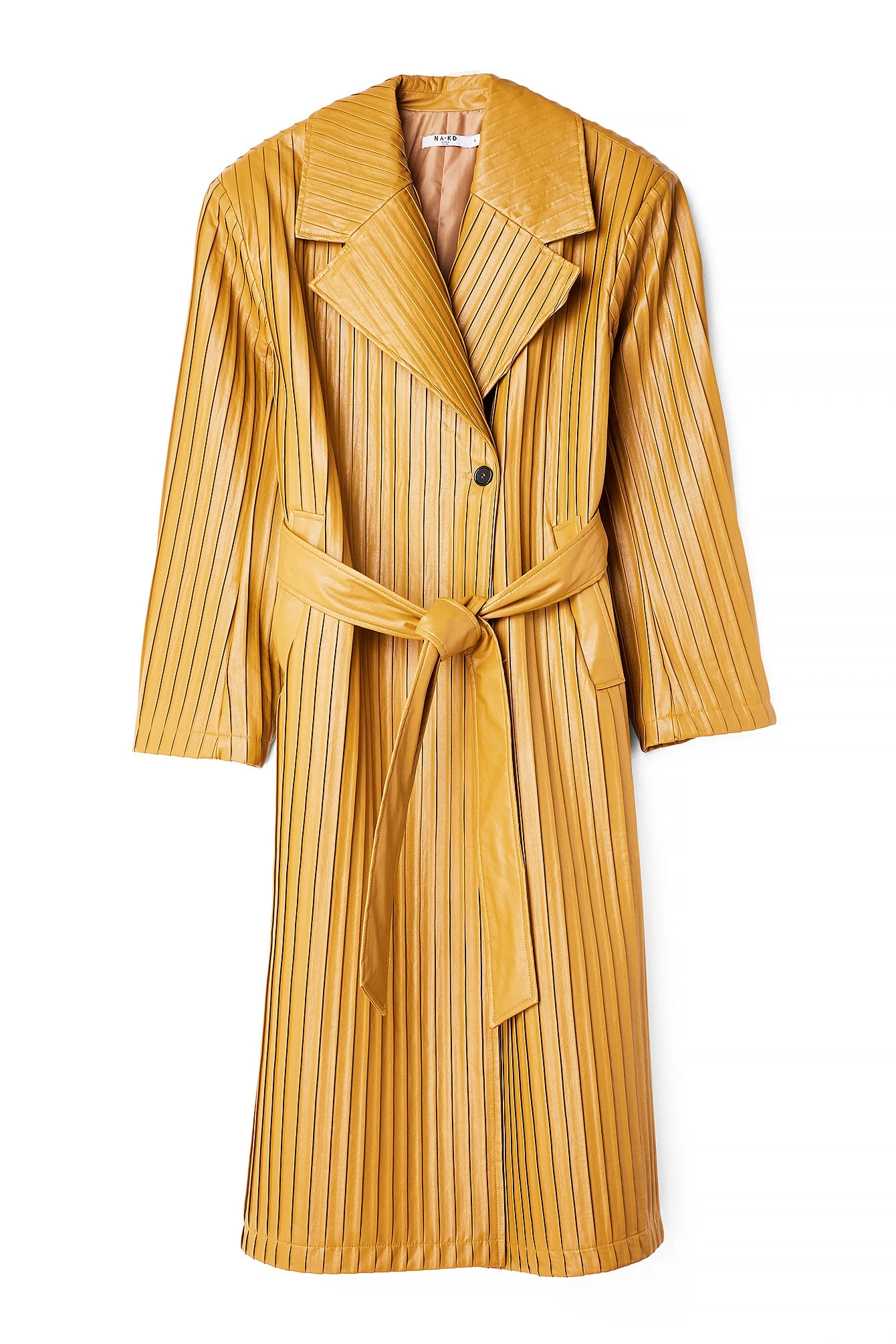 Oversized PU-Trenchcoat mit Plissé-Detail