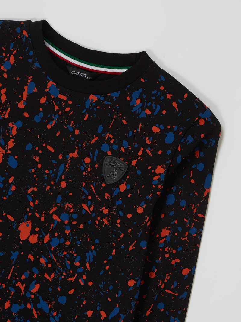 Longsleeve mit Allover-Muster in schwarz