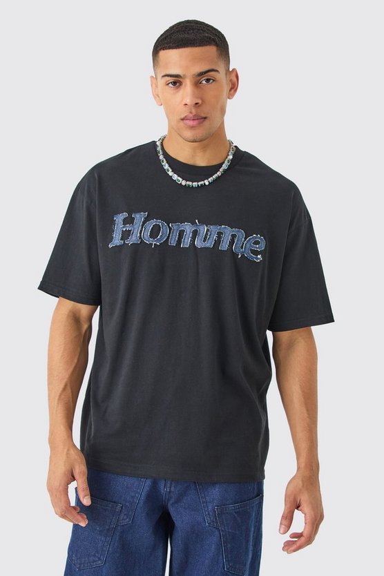 Oversize T-Shirt mit Denim-Applikation
