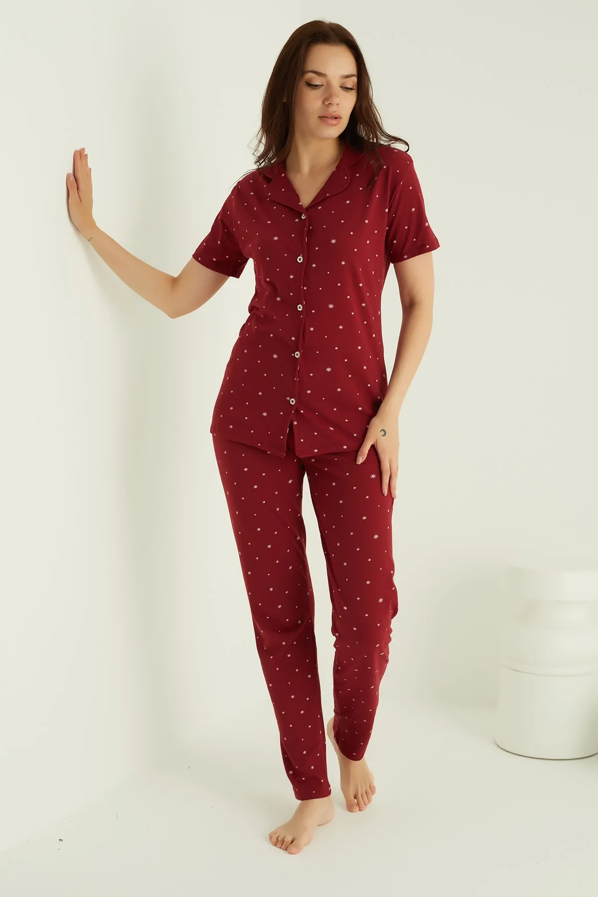 ELİTOL  Pyjama-Set aus Baumwolle mit Knöpfen