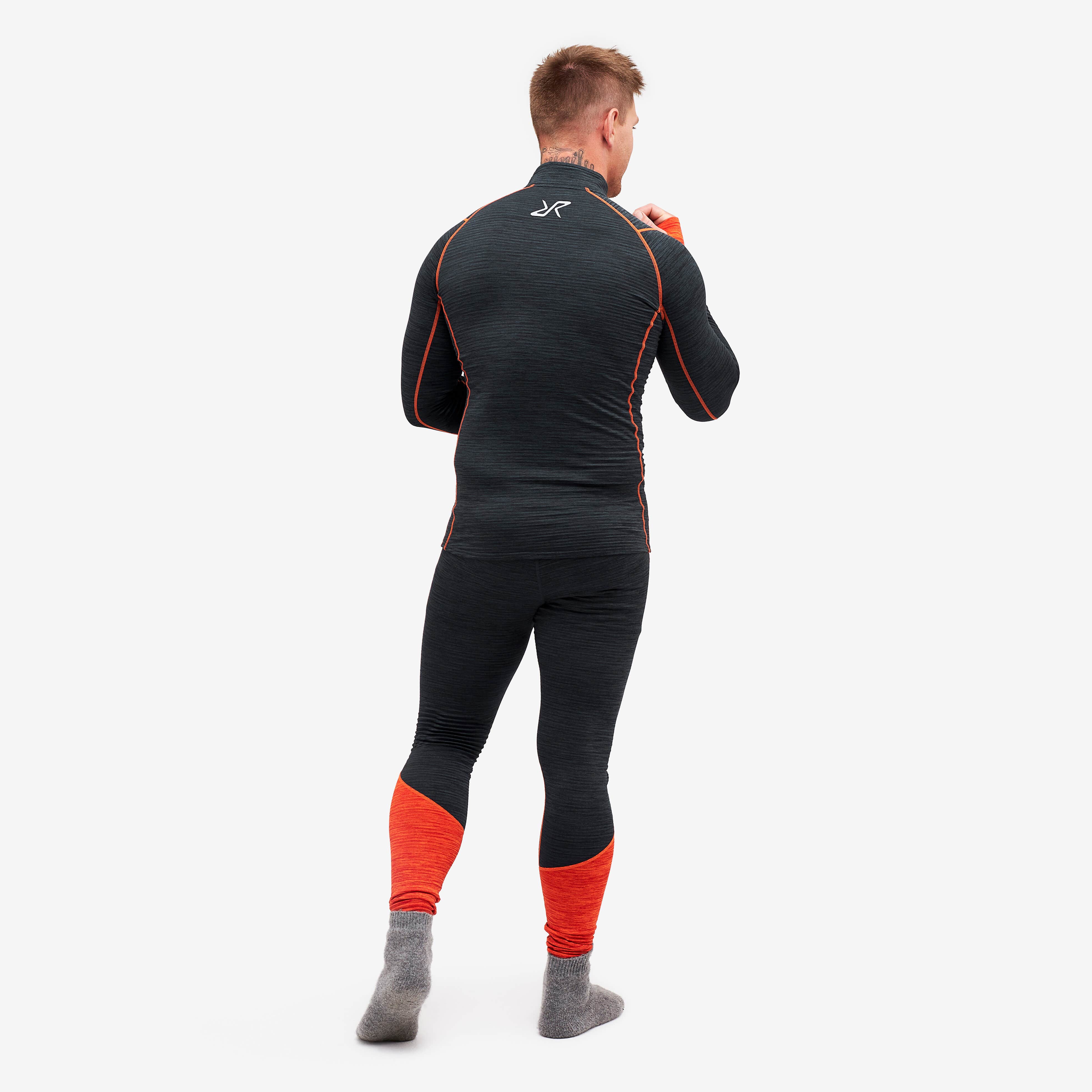 Hiball Waffle Base Layer Set Homme Black/Flame