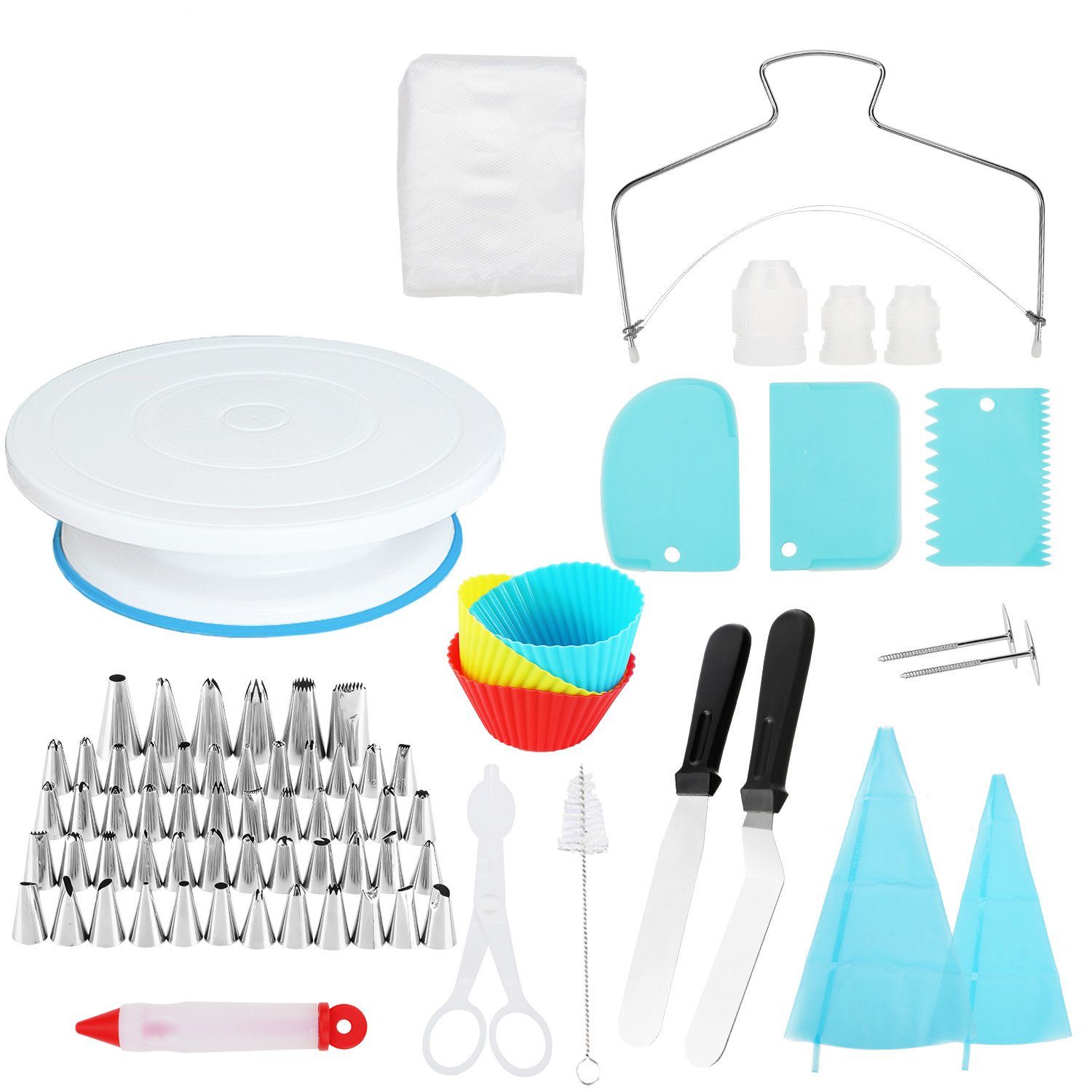 Gimisgu Spritzbeutel 106tlg Backzubehör Torten Set Tortenguss Düsen Tortenguss Tortenplatte