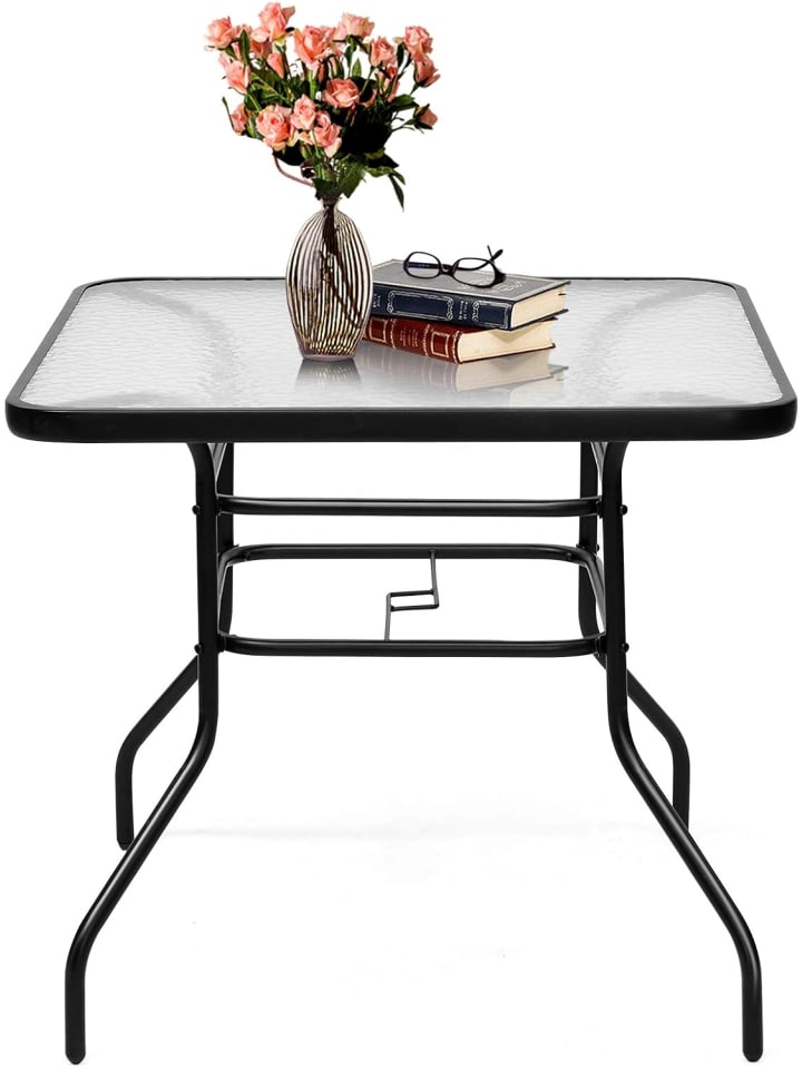 COSTWAY Balkontisch mit Schirmhoch 80x80x71cm in Schwarz günstig kaufen onesize