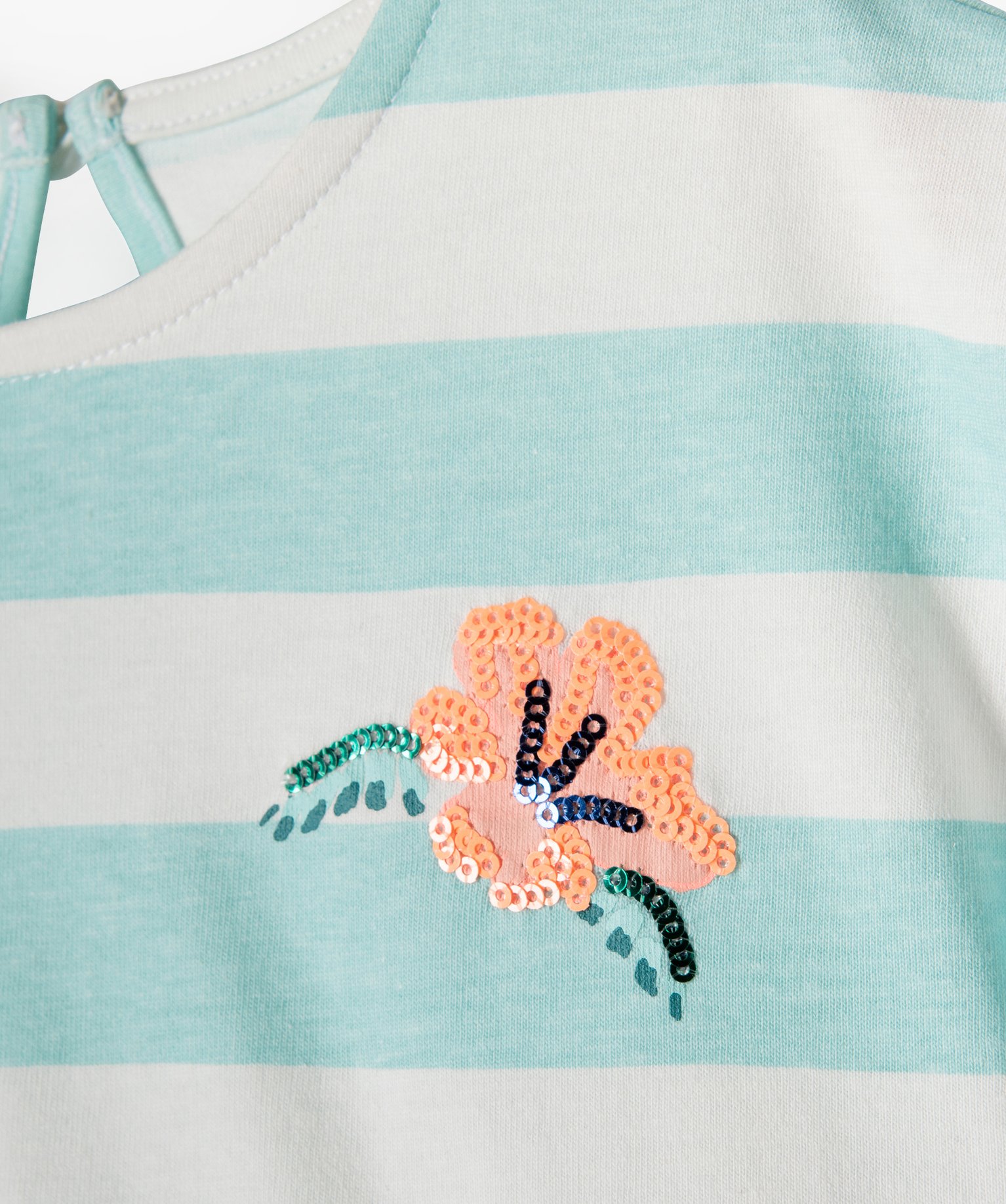 Tee-shirt bébé fille à rayures avec bas élastique vert clair | GEMO