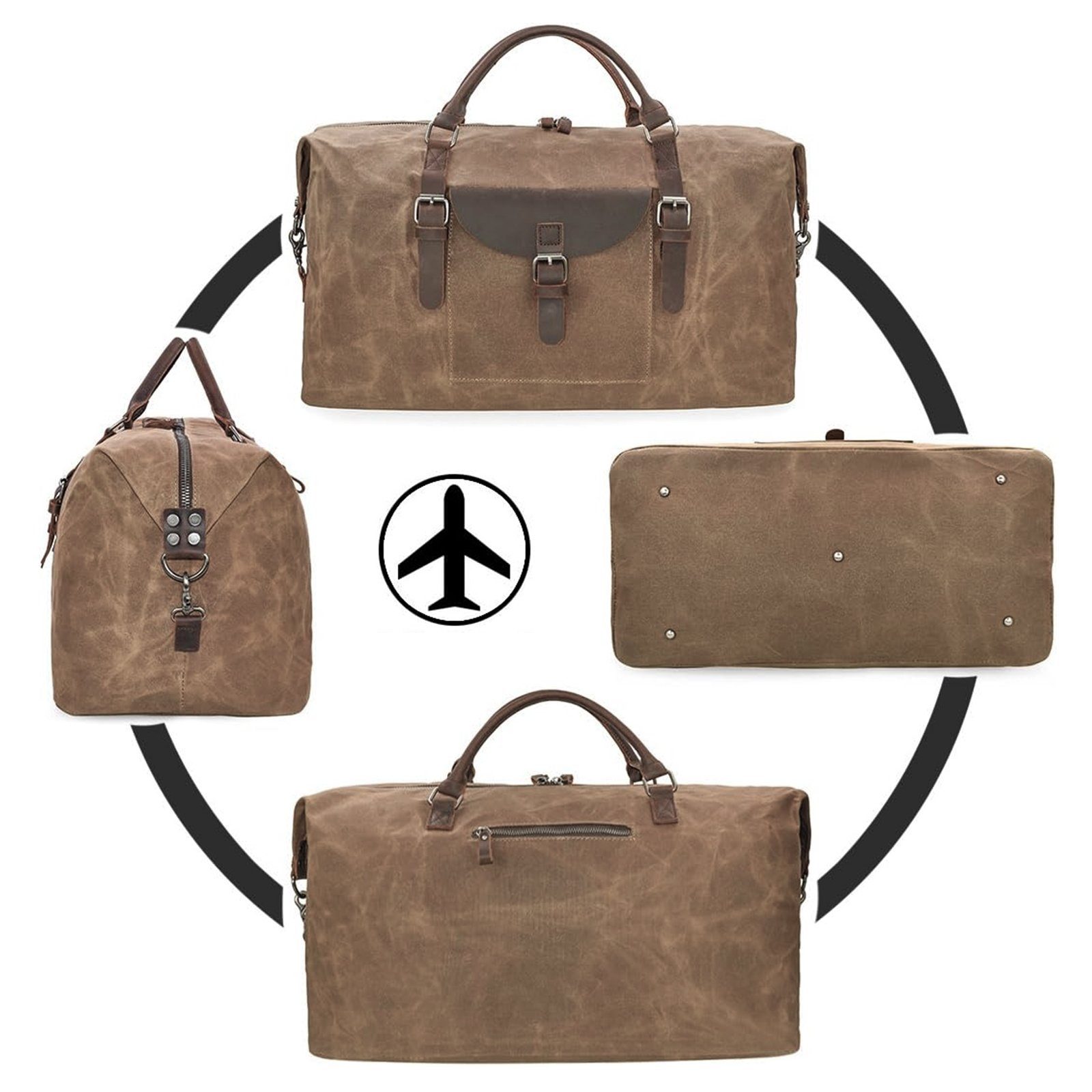 REDOM Reisetasche Trainingstasche Sporttasche Handtasche Schultertasche Seesack Sport (Fitness Tasche Schwimmtasche Sport Reise Tasche Übernachtungstasche, groß, Weekender, Wasserdichte, Echtleder), Männer Frauen Reisen Gym Urlaub Übernachtung Freize