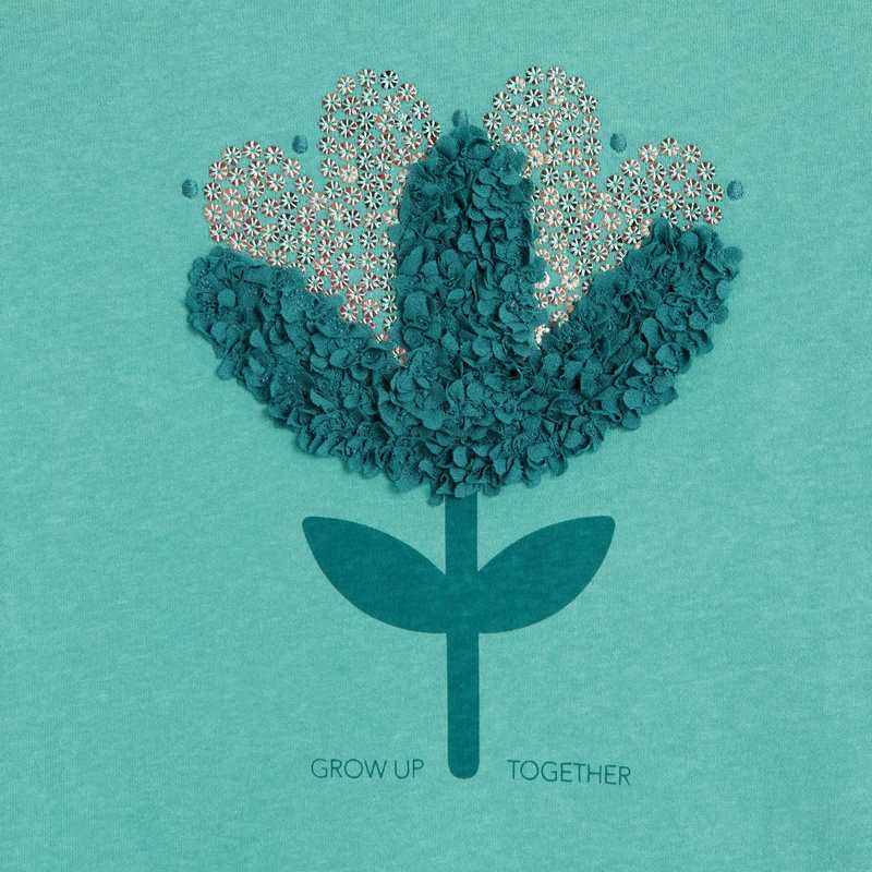 T-shirt à motif fleuri vert fille