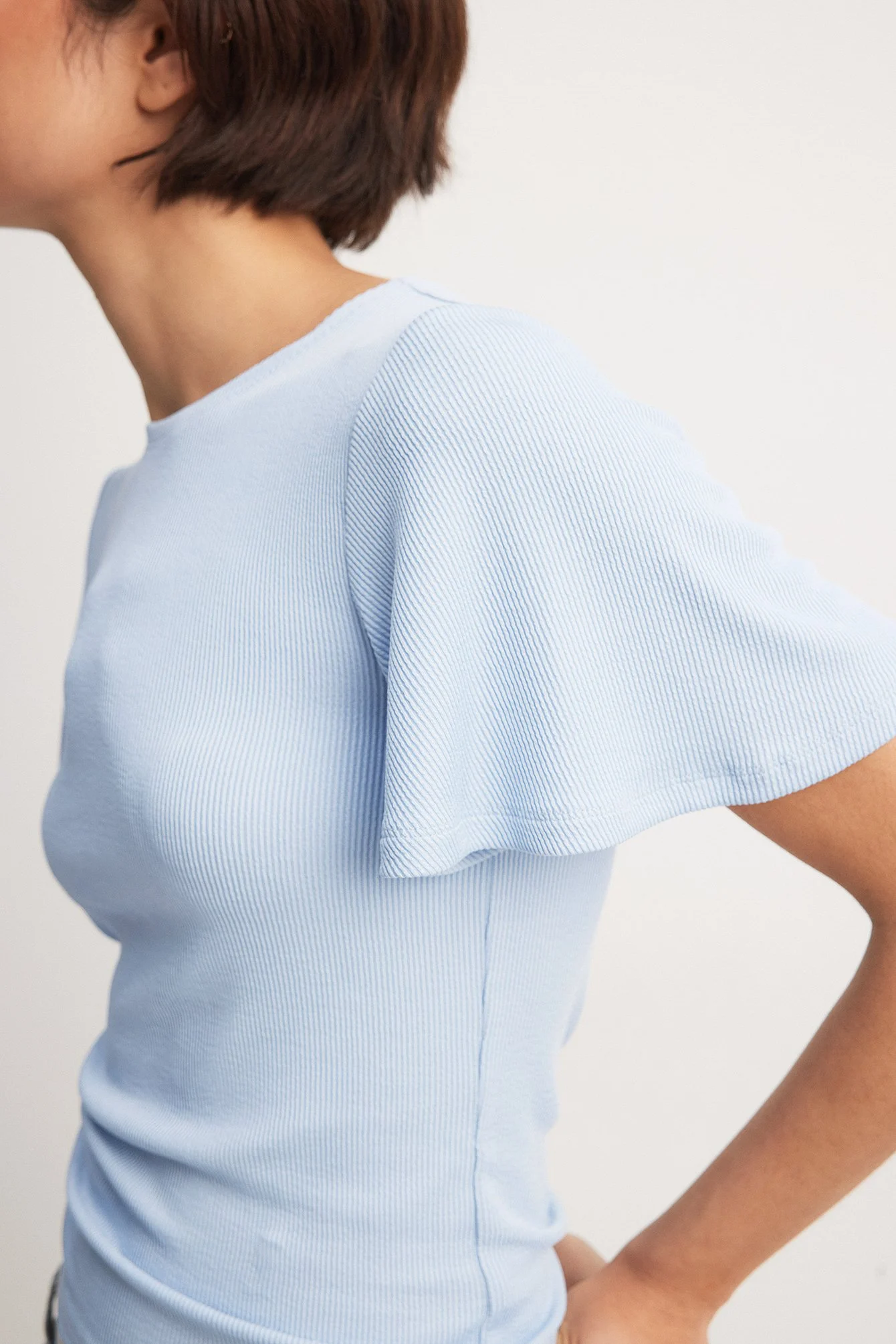 Soft Rib Butterfly Sleeve Top