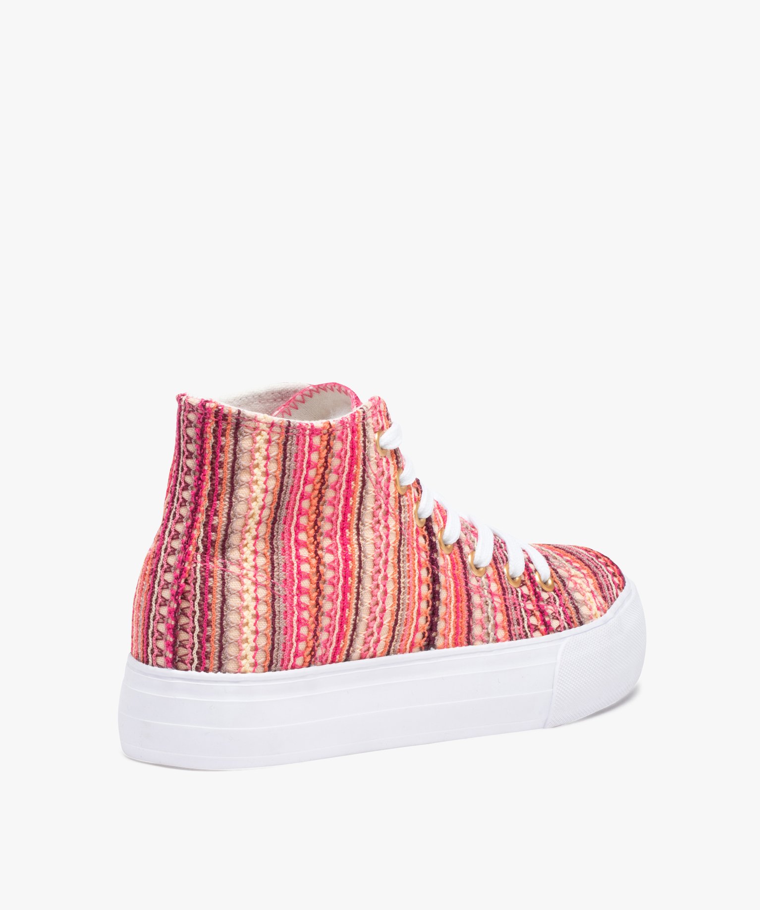Baskets femme semi-montantes en toile multicolore beige | GEMO