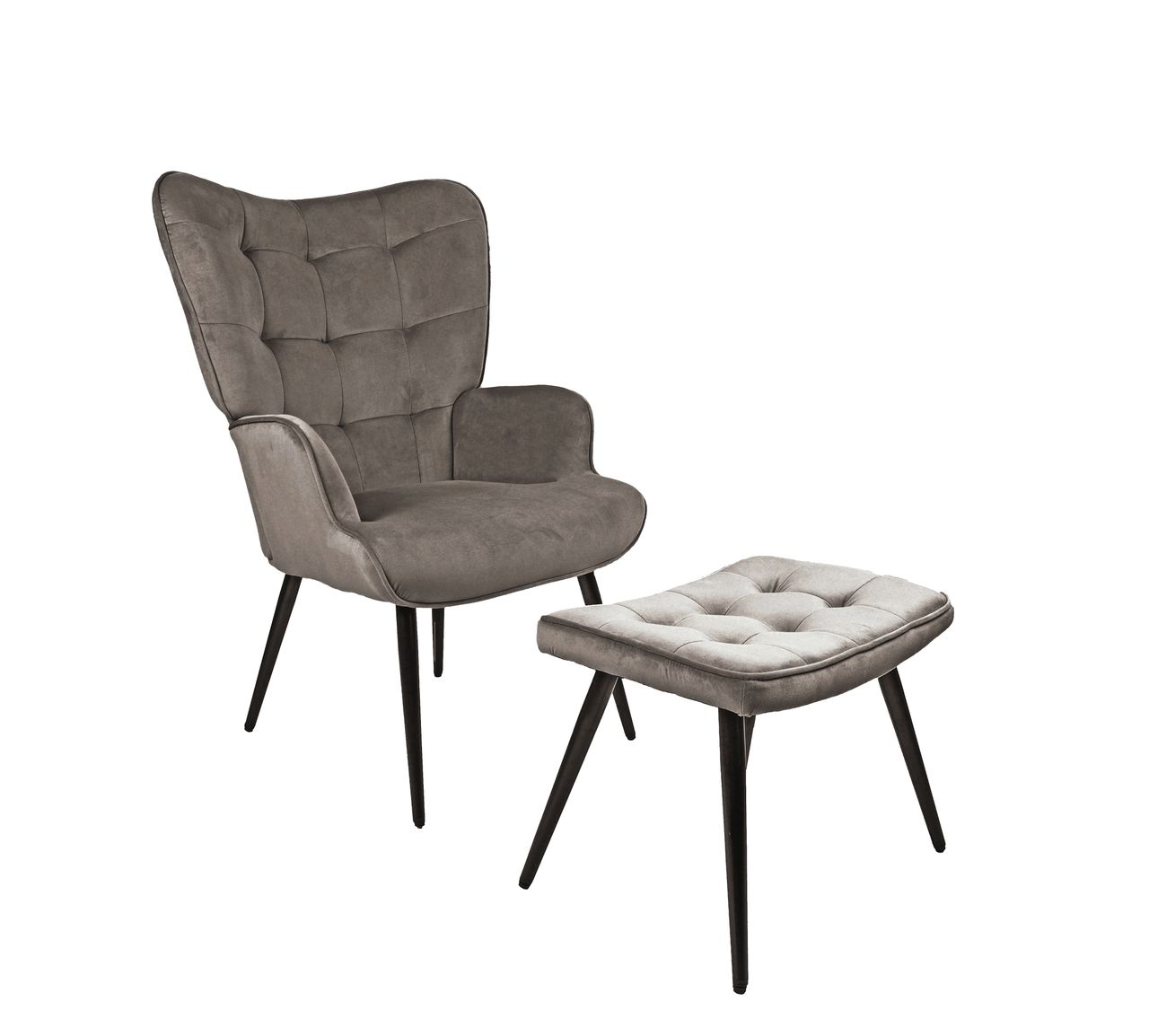 HC Home & Living Hochlehnsessel Ella mit Hocker, braun