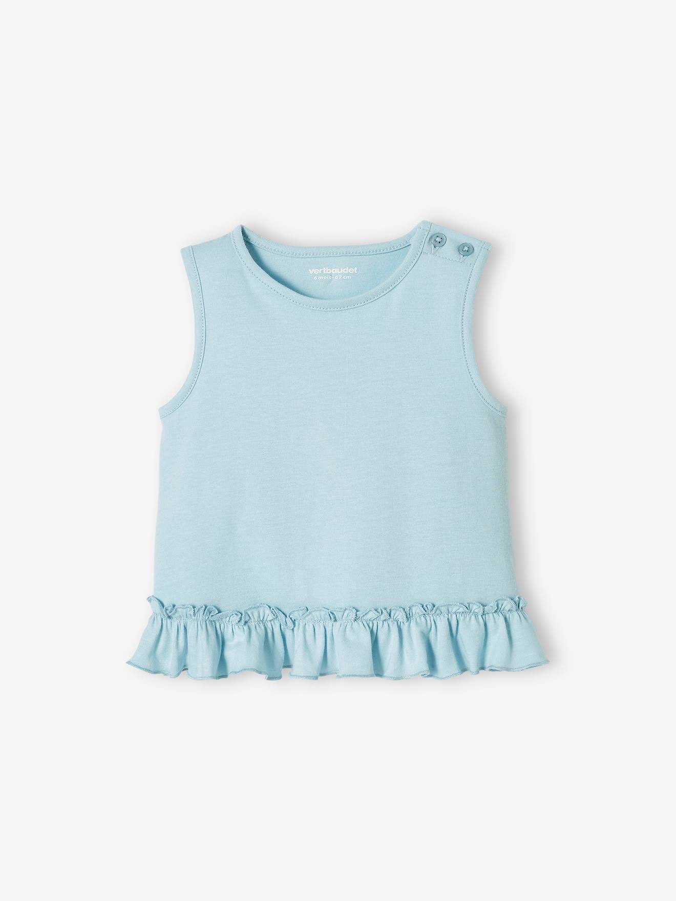 Lot de 2 Tee-shirts bébé à volants bleu ciel