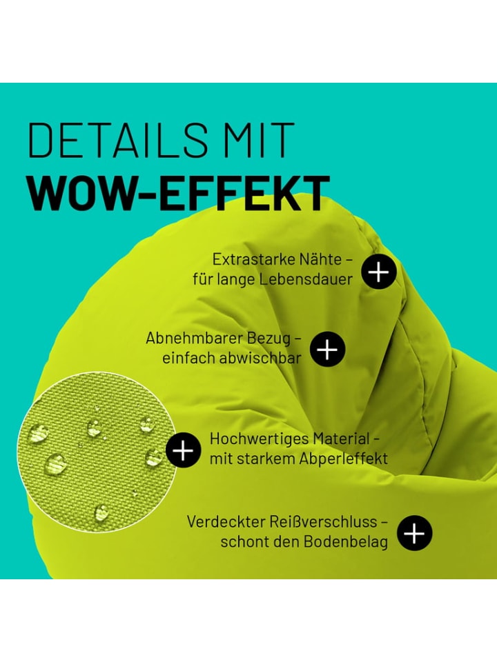 Lumaland Sitzsack 2-in-1-Sitzsack - 300l 120 x 80 x 75 cm - Apfelgrün günstig kaufen onesize