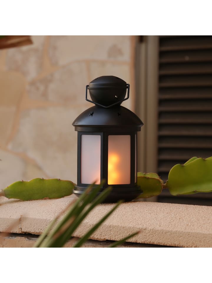 MARELIDA LED Laterne mit Flammeneffekt Batteriebetrieb H: 22cm in schwarz günstig kaufen onesize