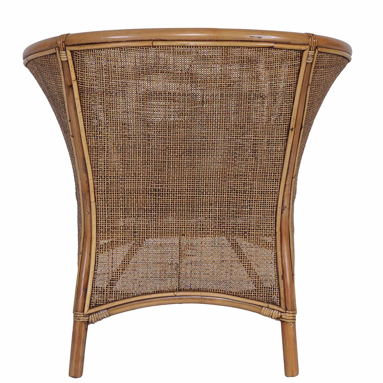 Casa Moro Rattanstuhl Rattansessel Sumatra Braun mit Kissen halbrund Loungesessel, Flechtsessel aus Natur-Rattan handgefertigt