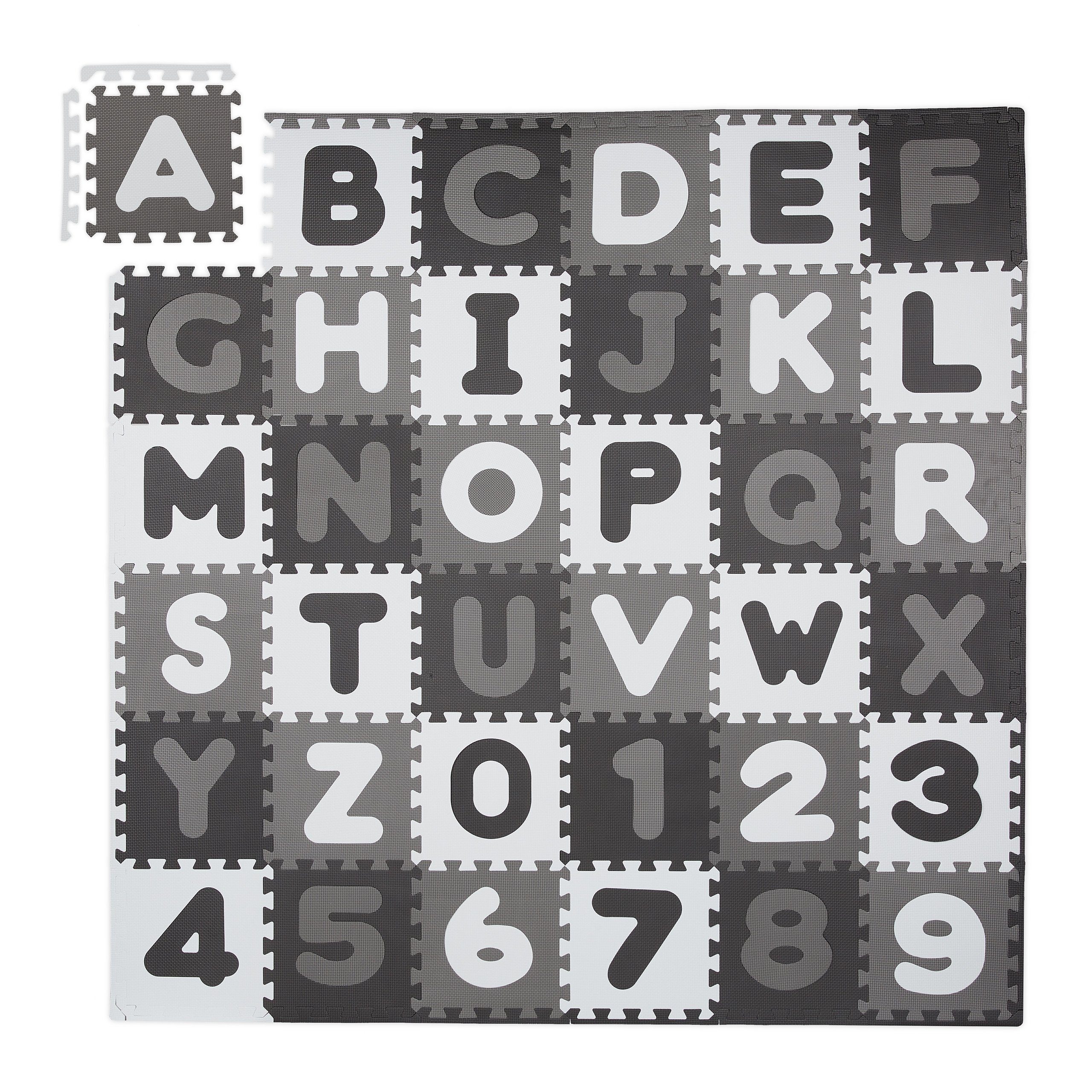 relaxdays Spielmatte Puzzlematte ABC und Zahlen