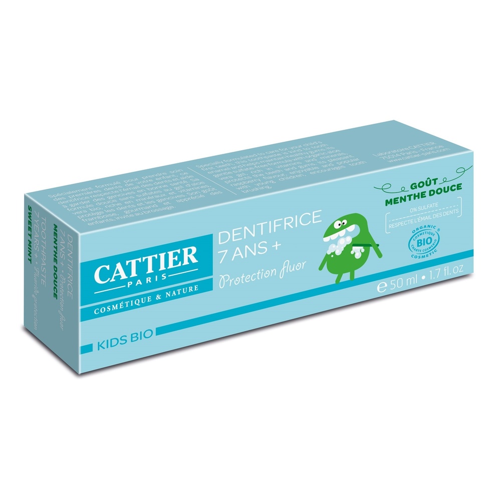 cattier Dentifrice 7 ans et + goût Menthe Douce- 50ml Kids