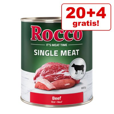 20 + 4 gratis! Sparpaket Rocco Single Meat 24 x 800 g