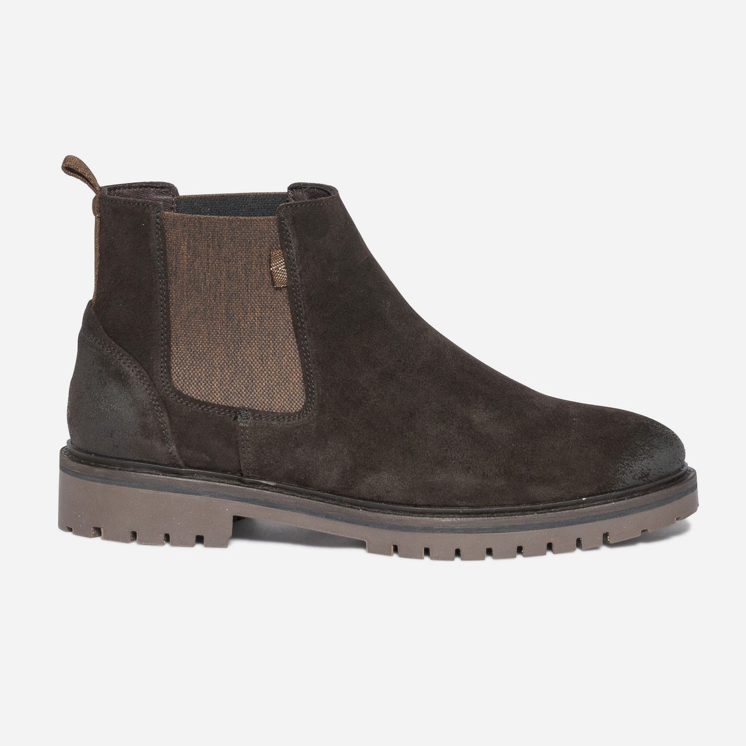 Chelsea boots marron éco-conçu en cuir velours